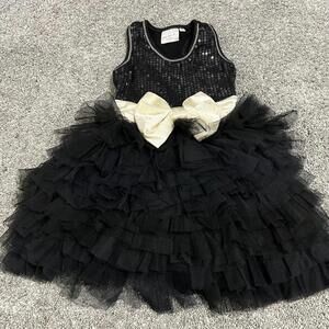 Ohh! La, La! Couture Toddler Girls Black Sequins Tulle Dress size 4